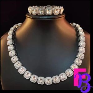 *NEW!* 2 Piece Set - Mens White Gold Tennis Chain & Bracelet